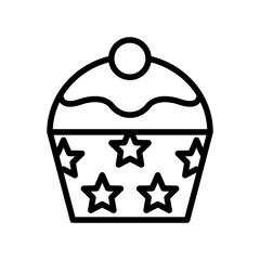 Cupcake line icon. Cupcake icon. Cake icon isolated on white background. Transparent background, minimalist symbol. Vector images