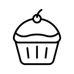 Cupcake line icon. Cupcake icon. Cake icon isolated on white background. Transparent background, minimalist symbol. Vector images