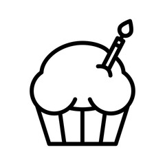 Cupcake line icon. Cupcake icon. Cake icon isolated on white background. Transparent background, minimalist symbol. Vector images