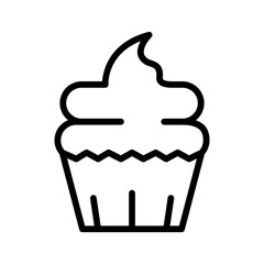 Cupcake line icon. Cupcake icon. Cake icon isolated on white background. Transparent background, minimalist symbol. Vector images
