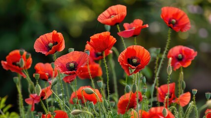 Obraz premium Flowers of the poppy plant growing in a garden