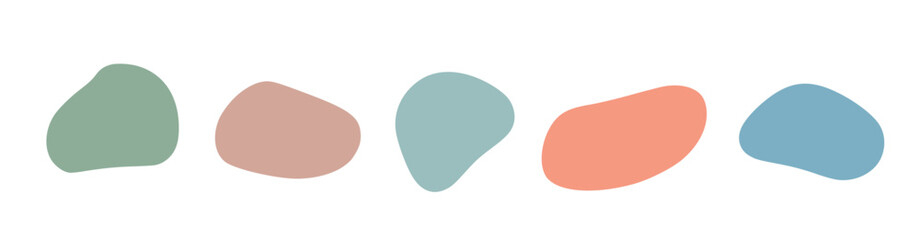 Set of graphic elements of irregular abstract round shape. Collection of doodle drops. Modern banner.