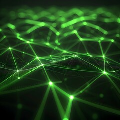 Neon Green Network Patterns on Dark Background for Tech and Innovative Product Presentations
