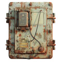 Weathered fusebox with labels