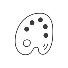 Palette doodle line icon. Hand drawn artist tool. Painting equipment. Drawing symbol. Isolated vector illustration