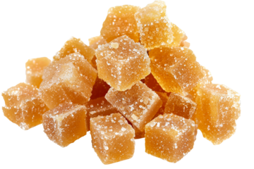 pieces of brown sugar isolated on transparent background