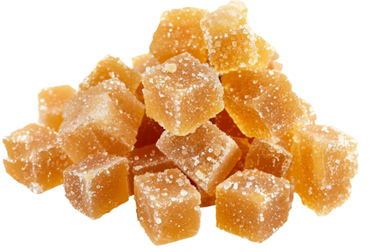 pieces of brown sugar isolated on transparent background