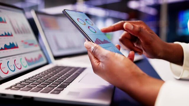 The African Financial Advisor utilizes a KPI dashboard with analytics graphs to monitor stock market trends