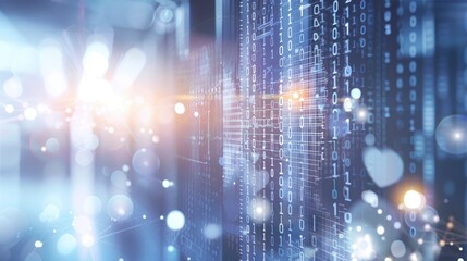  Digital binary code falling like rain