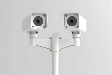 Cutting-Edge Surveillance with LIDAR Sensor and Dual on a Modern Street Lamp with Minimalist and Elegant Styling