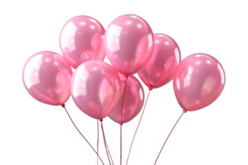 pink balloons isolated on transparent background
