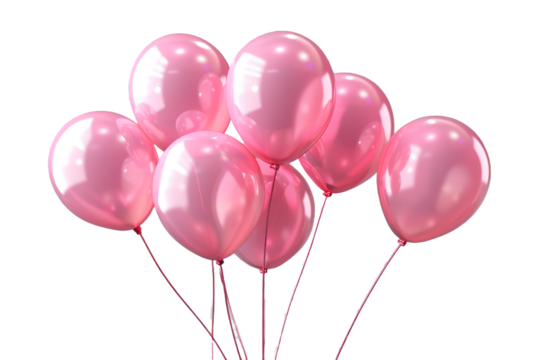 pink balloons isolated on transparent background