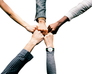 PNG diverse people giving fist bump, transparent background
