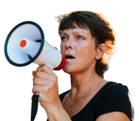 Feminist png using megaphone, transparent background