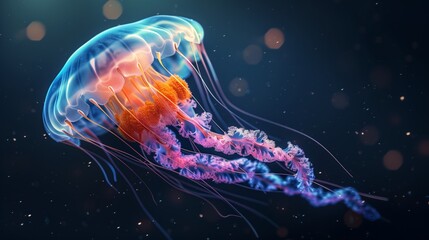 Jellyfish on Minimalist Gradient Background with Copy Space