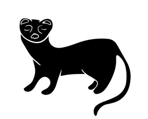 Vector isolated silhouette illustration of ferret animal.