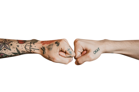 Friends giving each other a fist bump transparent png