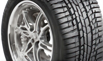 New car wheel isolated on white background. Car wheel high angle view, white background
