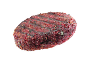 Tasty beetroot cutlet isolated on white. Vegetarian product
