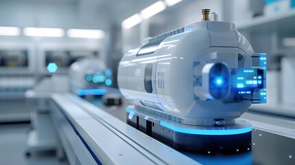 Innovative 3D scanning system with precision lasers and optics in a high-tech research laboratory