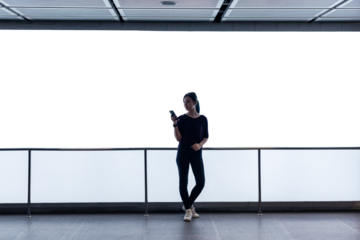 Transparent billboard mockup png at a shopping mall