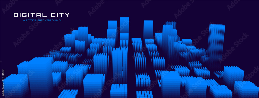 Aufkleber Hi Tech Network Connection Blue Lines Grid. 3D Technology Style Banner Design. Technology Vector Illustration. Futuristic Design for Technology or Science Event.