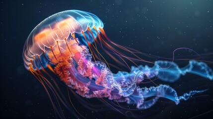 Jellyfish on Minimalist Gradient Background with Copy Space
