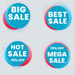 Set of vector red starburst, sunburst badges. Simple flat style vintage labels, stickers with sale discount text. Sale quality tags and labels. Template banner shopping badges.