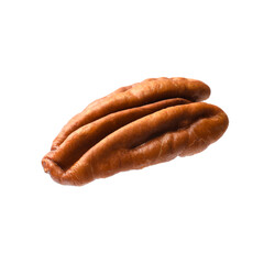 One tasty pecan nut isolated on white