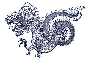 Traditional Chinese dragon png sticker, transparent background