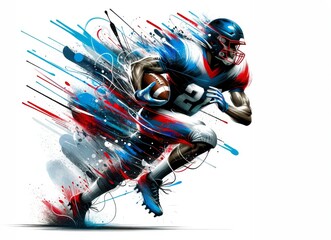 Dynamic Action: A Vibrant Illustration of an American Football Player Showcasing Power and Agility in a Modern Artistic Style