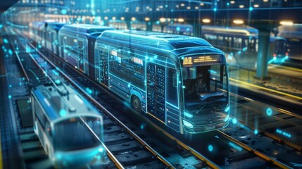 Fototapeta premium Utilizing big data to track bus and train maintenance schedules and prevent service disruptions.