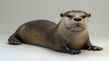 Otter Figurine, Realistic Otter Statue, Ceramic Otter, Playful Otter, Otter Smiling,+Otter Pose