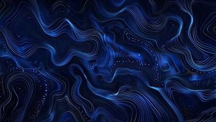 Obraz premium A dark blue background with an abstract pattern of dots and swirls, resembling the night sky or water ripples 