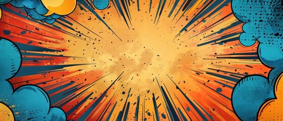 Design a Superhero Birthday Invitation with a Bold Comic Book Explosion Backdrop, Highlighting Space for Party Details in a Vibrant Speech Bubble