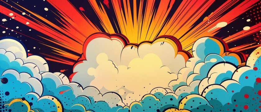 Design a Superhero Birthday Invitation with a Bold Comic Book Explosion Backdrop, Highlighting Space for Party Details in a Vibrant Speech Bubble