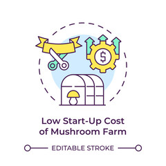 Low startup costs multi color concept icon. Mushroom farming benefit. Agricultural venture. New business. Round shape line illustration. Abstract idea. Graphic design. Easy to use in article