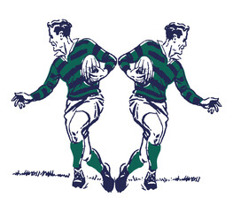 Rugby player silhouette vector art illustration for boys t shirt