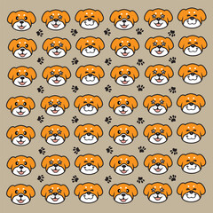 seamless cute dog and paw pattern