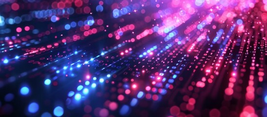 Obraz premium Futuristic Glowing Binary Code Background - Vibrant Digital Matrix with Blurred Lights - Tech, Data, Innovation Concept