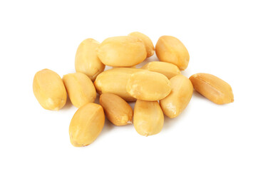 Pile of fresh peeled peanuts isolated on white