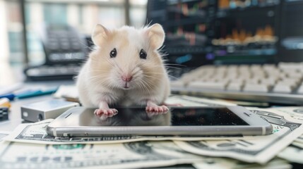 Hamster kombat game on cryptocurrency mining, concept of mini games on cryptocurrency earning