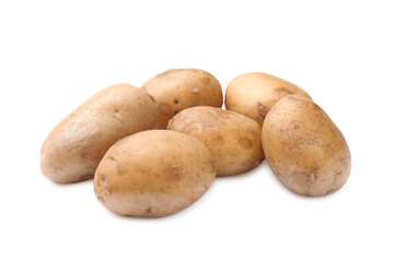 Tasty young boiled potatoes isolated on white