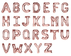 Pink letter png stickers, A to Z foil balloon alphabet set, transparent background