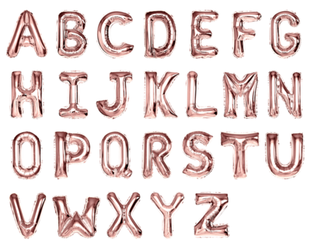 Pink letter png stickers, A to Z foil balloon alphabet set, transparent background