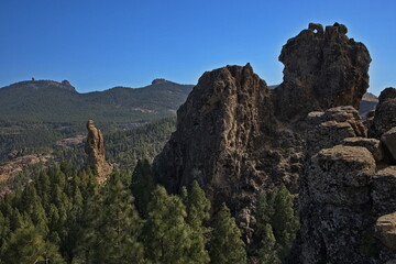 Rock formation at Roque Nublo on Gran Canaria,Canary Islands,Spain,Europe
