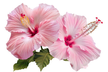 Pink hibiscus flower isolated on transparent background