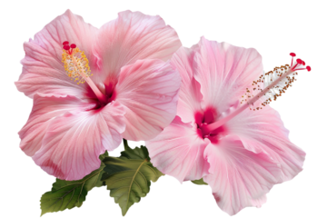 Pink hibiscus flower isolated on transparent background