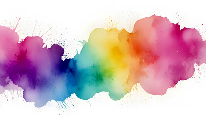 Isolated splashes of colorful watercolors on a white background. Generative AI