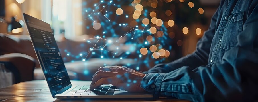 Businessperson Working Remotely Via Video Call on Laptop Digital Communication in Business Concept